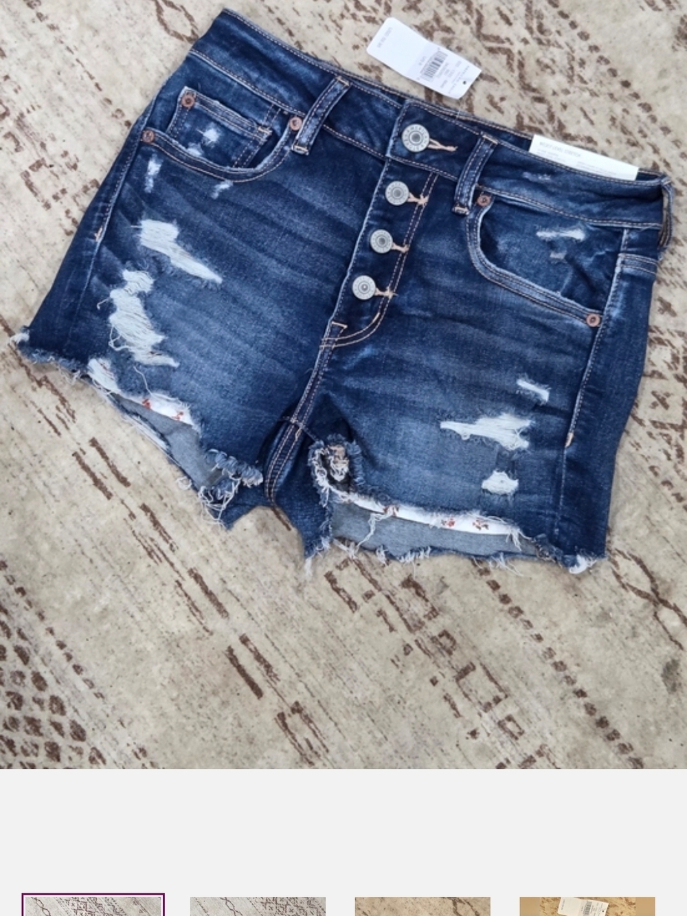 American Eagle Outfitters Dark Blue Distressed Denim Shorts